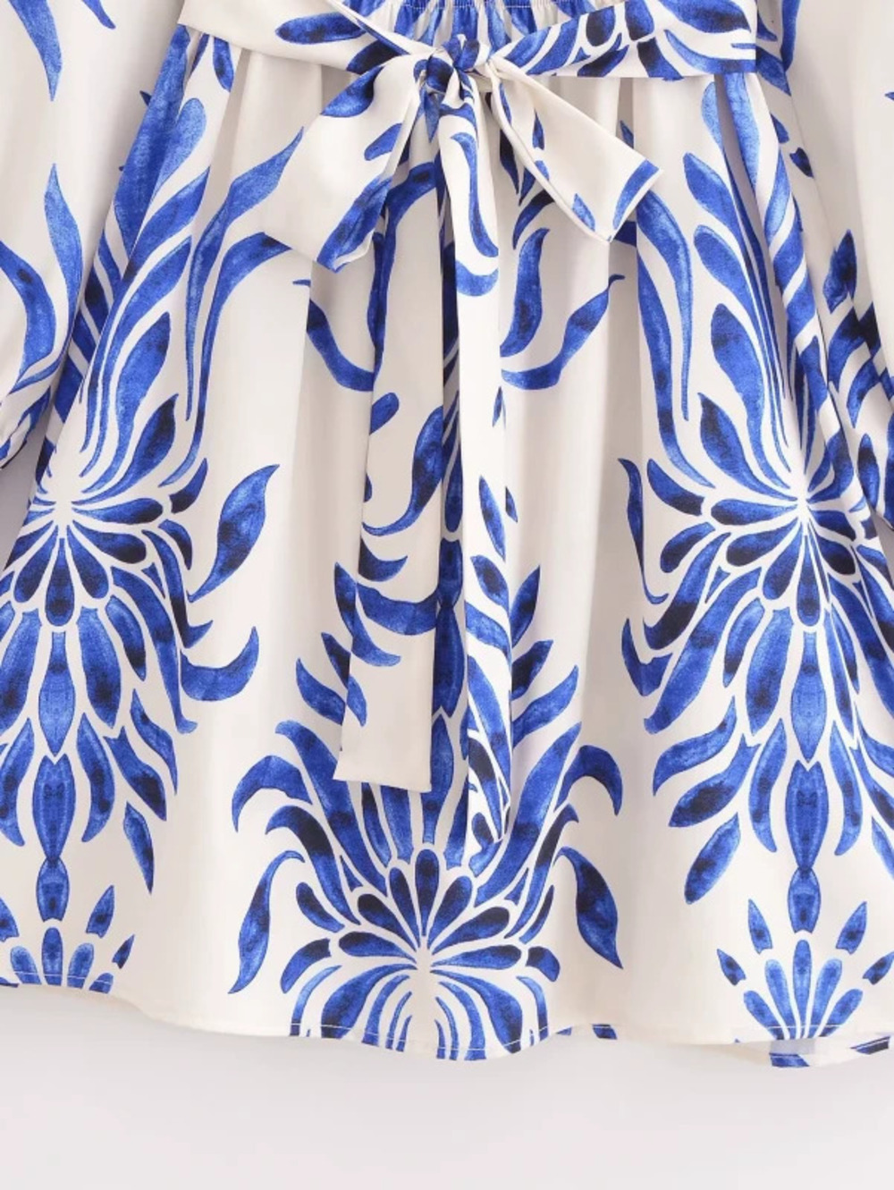 ZARA Long Sleeve Belted Printed Dress